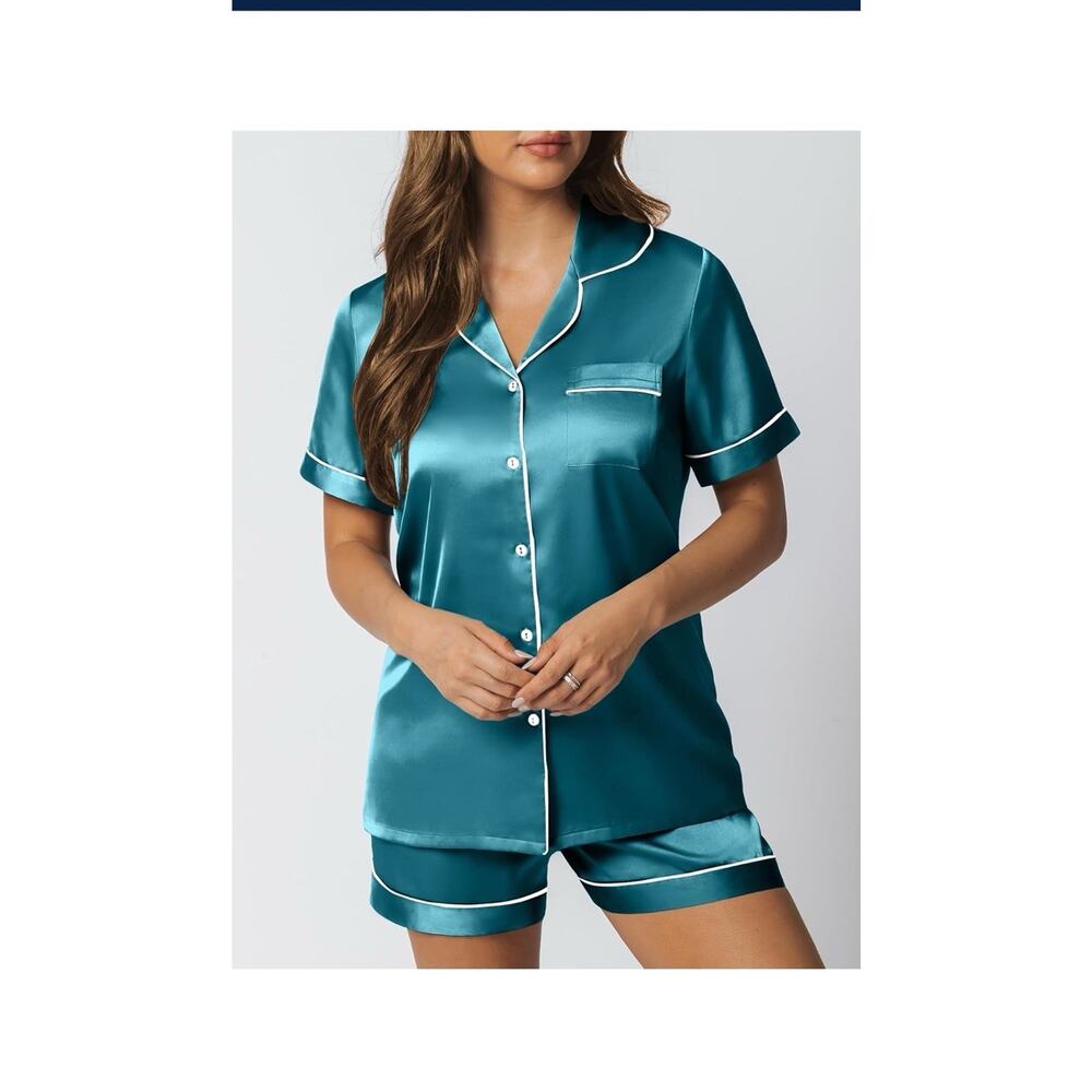 Silk Satin Pajama Set for Women 2 Piece Lounge Pjs Shorts